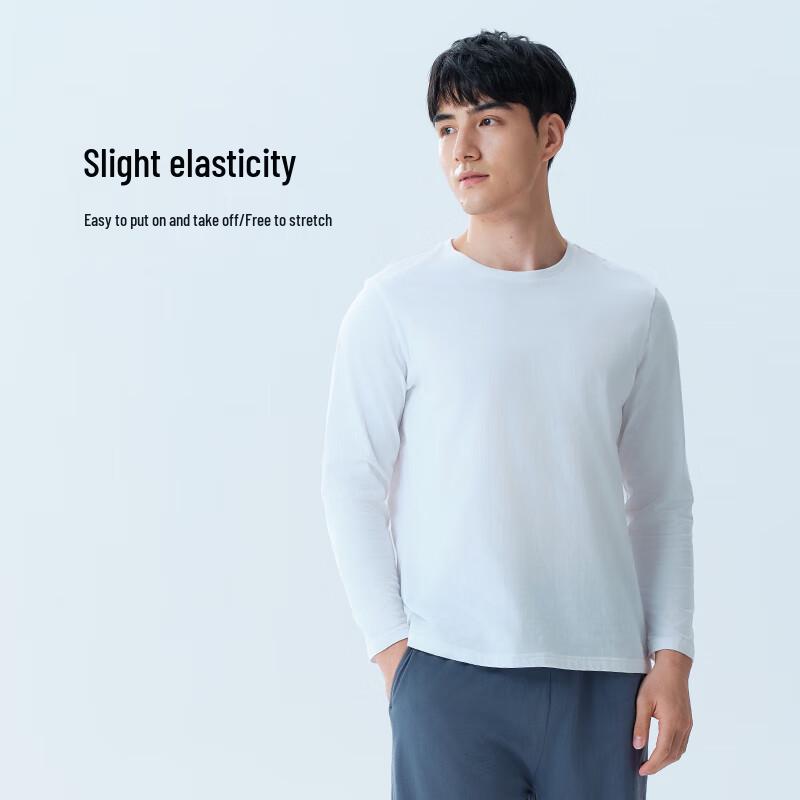 Yiershuang Men's 100% Cotton Long Sleeve Round Neck Base Layer T-Shirt