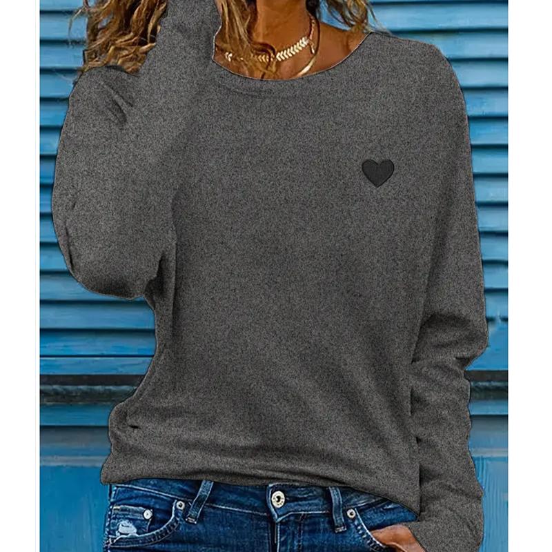 

2025 Autumn & Winter Women s New Casual Crew Neck Long Sleeve Top 3D Retro Pattern 8XL серый