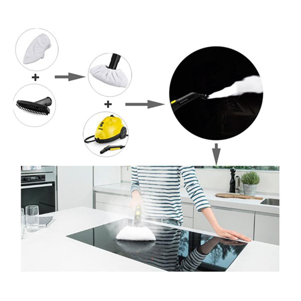 3 Stück Baumwoll-Frottee-Abdeckpolster + 3 Stück Nylon-Rundbürsten für Dampfreiniger der Kärcher SC-Serie SC1 SC2 SC3 SC4 SC5