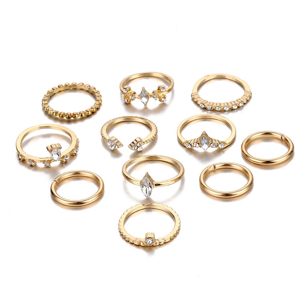 Rock Metal Geometric Round Punk Ring Set Open Index Finger Accessories Buckle Joint Tail Ring Women's Jewelry
