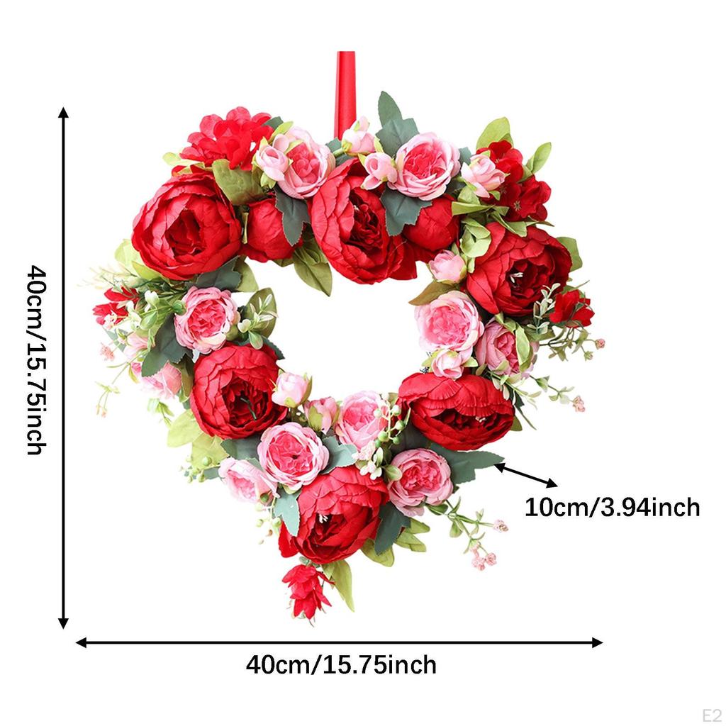 Heart Shaped Wreath Romantic Garland Rustic Hanging Decoration Decorative Artificial Flowers for