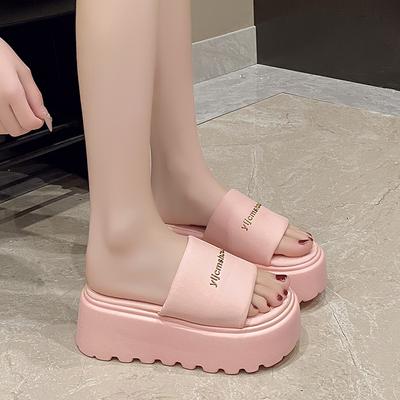 Zapatillas casuales de cuña de 7 cm de moda para mujer, nuevas sandalias de plataforma antideslizantes de verano, mujer de punta abierta, cómodas, zapatillas de playa gruesas para mujer