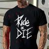 Męska Koszulka Ride Or Die Hardcore Biker Motocykl Bawełna Okrągły Dekolt Krótki Rękaw Koszulka Hip Hop S