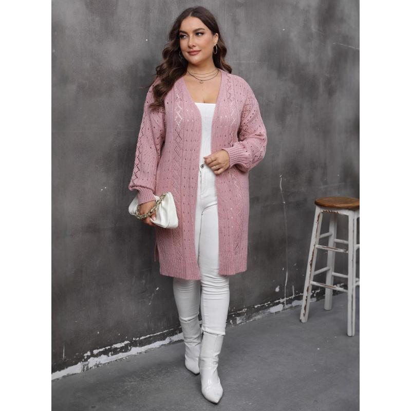 Women's Plus Size Hollow Out Autumn New Cardigan Knitted Air Conditioning Sweater Coat
