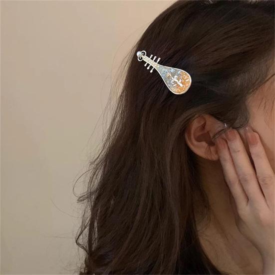 1/4Pcs Women Hair Clips Faux Pearl Decorations Floral Design Secure Fit Hair Pins Lute Shape Hairpins Formal Hairstyle Accessories