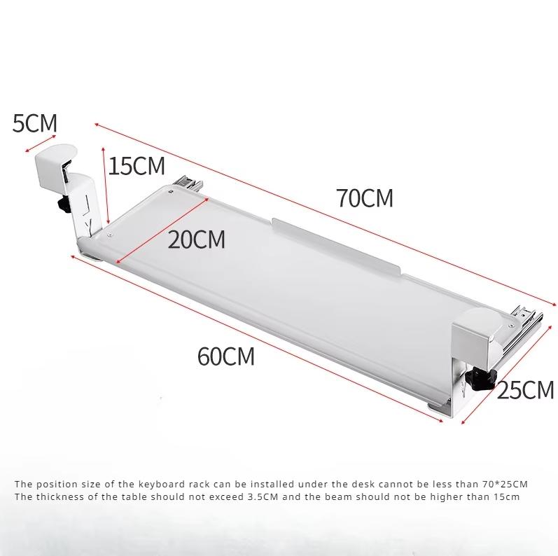 Keyboard holder Computer Keyboard Mouse Under Desk Mount Slider Tray Extender Tray 52*25cm