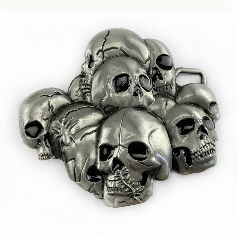 Men s Retro 3D Skull Belt Buckle: Stylish, Smooth, Multiple Skull Heads