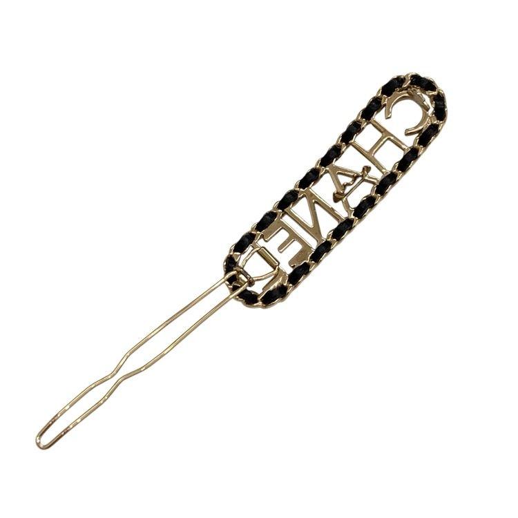 Used CHANEL Hair clip Leather/Light gold