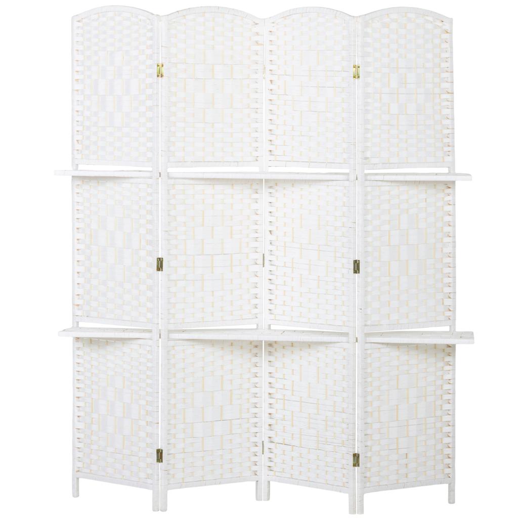 Freestanding Privacy Screen, 4 Panel Folding Room Divider for Living Room, Bedroom and Office, 160 X 170cm, White