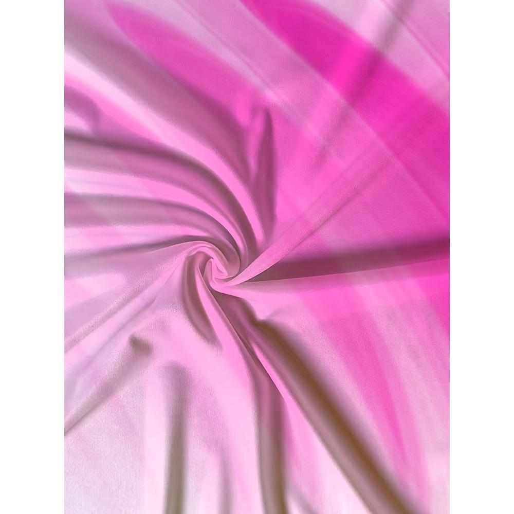 Plus Size - Women's Hooded Zip Sweatshirt with a gradual change of pink to white striped print