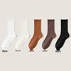 Women's Mid-Calf Cotton Socks: Spring/Autumn Style, Solid Color, Rolled Cuff, Loose Fit, Breathable, Sweat-Absorbent.