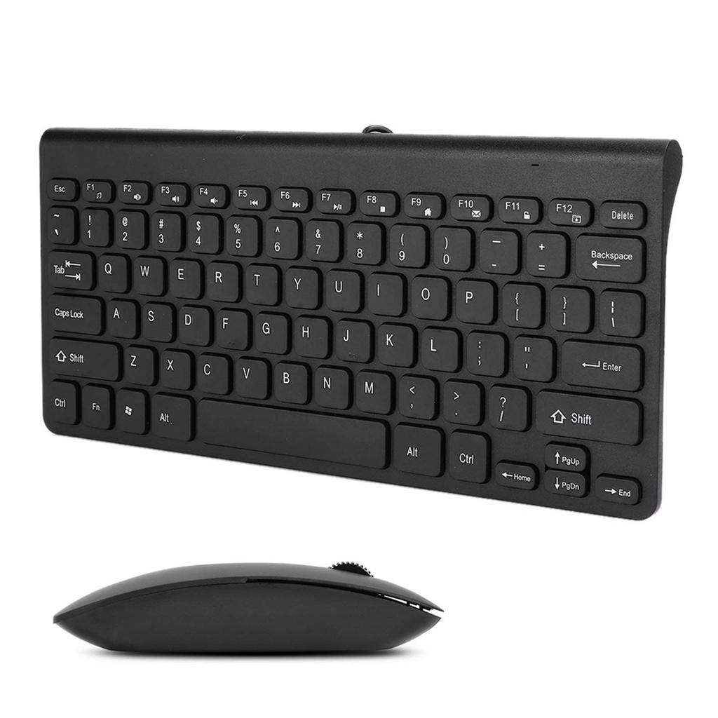 Jectse Wired Keyboard and Mouse Set, Ultra-Slim USB Wired Keyboard with Optical Mouse and Mouse, Plug and Play, Round Keycaps, for PC Laptops (Black)