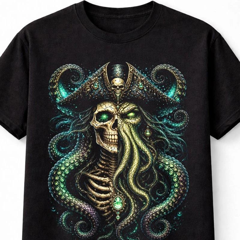Cthulhu Kraken Skeleton Pirate Gothic Horror Unisex TShirt S