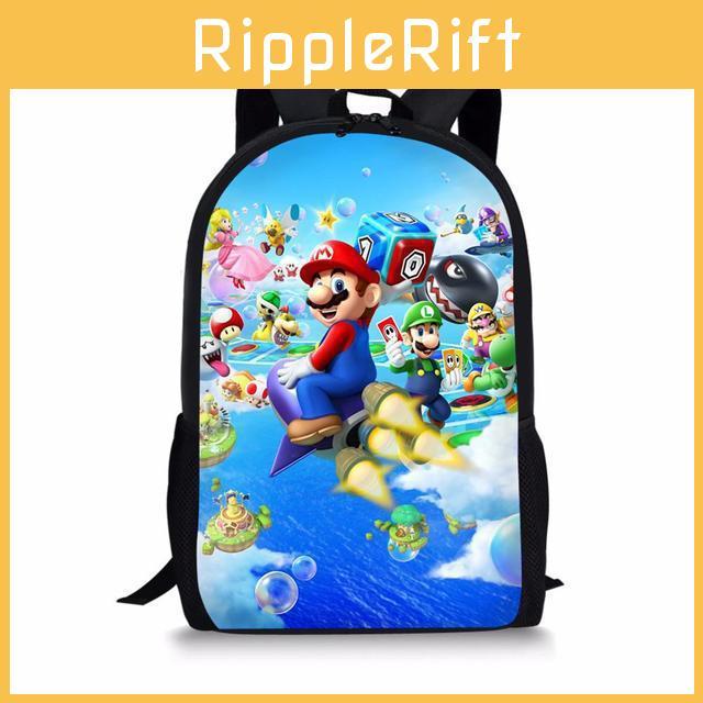 Super Mario Double Shoulder School Bag With Durable Material Playful Pattern
