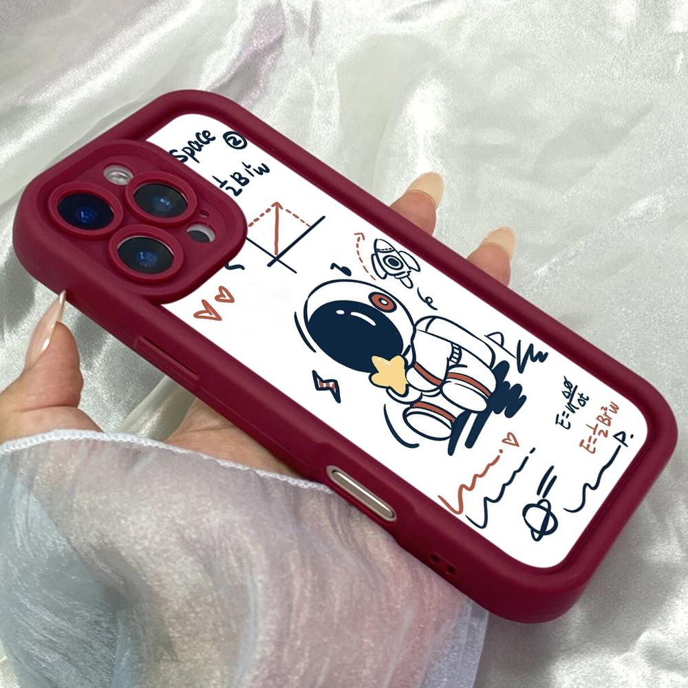 JT204 Cute Cartoon Astronaut for iPhone 17 16 15 14 Pro Max Samsung S26 S25 Ultra A17 A16 A07 A56 Xiaomi 15T Redmi 15c 14C Note 13 Soft TPU Case