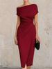 One-Shoulder Ruched High-Waist Tiered Dress for Evening Party, Commute, and Split Cocktail Gown