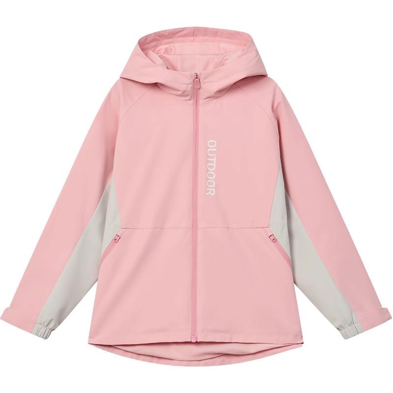 ERKE Girls' Hooded Thickened Zipper Windbreaker Jacket
