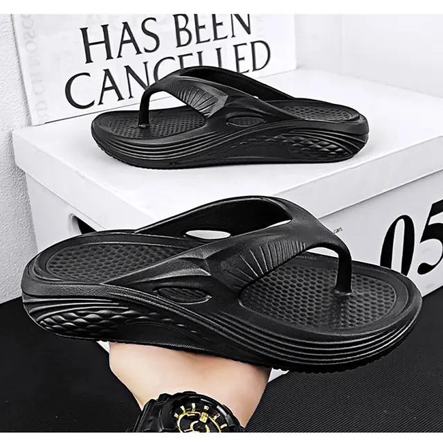 Men's Orthopedic Sandals Fashion Beach Flip Flop Summer Outdoor Soft Sandals With Arch Support Classic Flip Flop Black