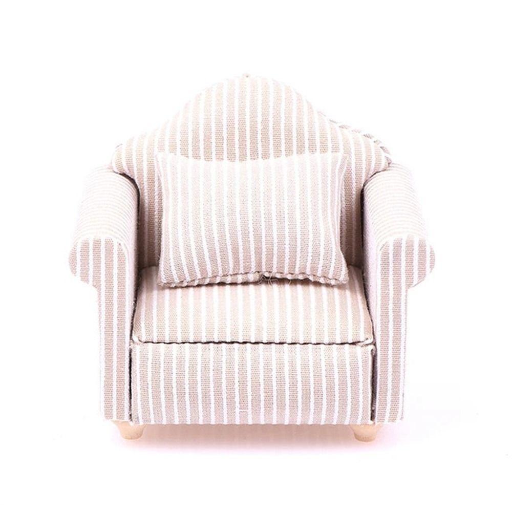 Simulation Dollhouse Sofa Striped Mini Sofa Girls Gift Miniature Sofa  Children Toy