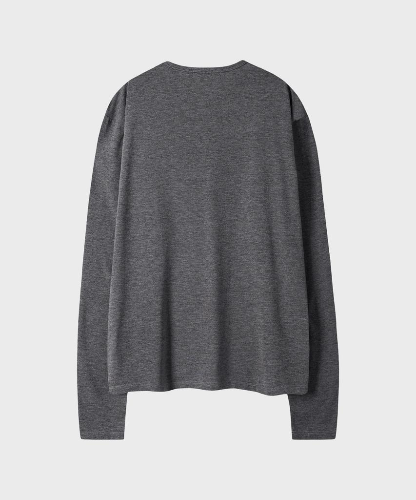 LEIRE Soft Henley Neck Long Sleeve T-Shirt [Charcoal]