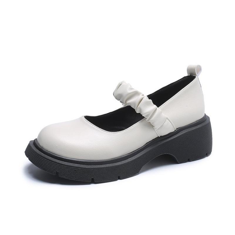 

Маленькие кожаные туфли женские модные ретро британские туфли на платформе для ходьбы повседневная обувь для улицы 40 бежевый