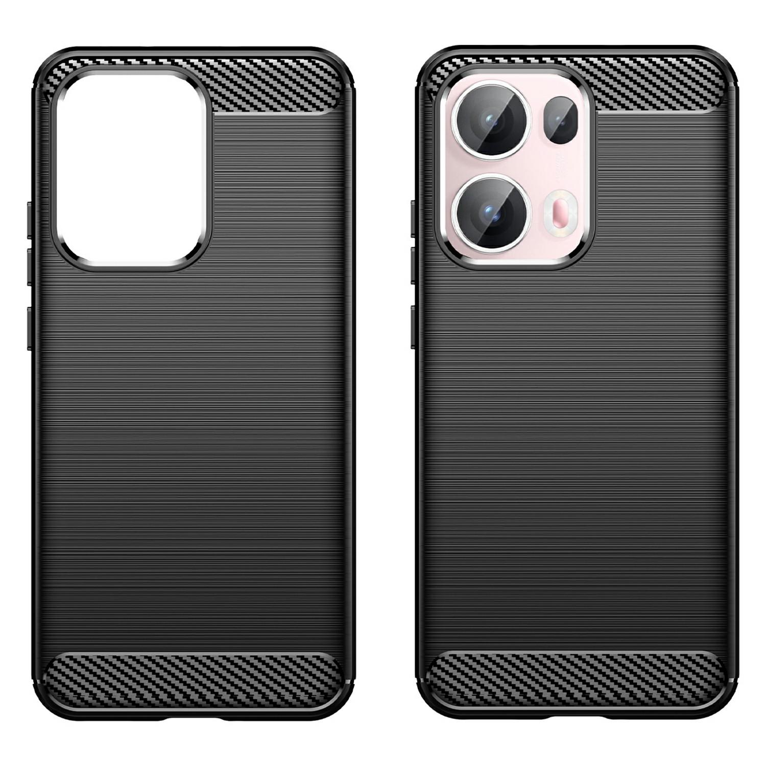 

For Oppo Reno13 Pro 5G Case Protective Phone Cover Carbon Fiber Texture Brushed Black