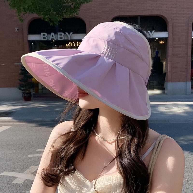 Summer Double-sided Can Wear Sunshade Sunscreen Breathable Large Brim Bucket Hat Women