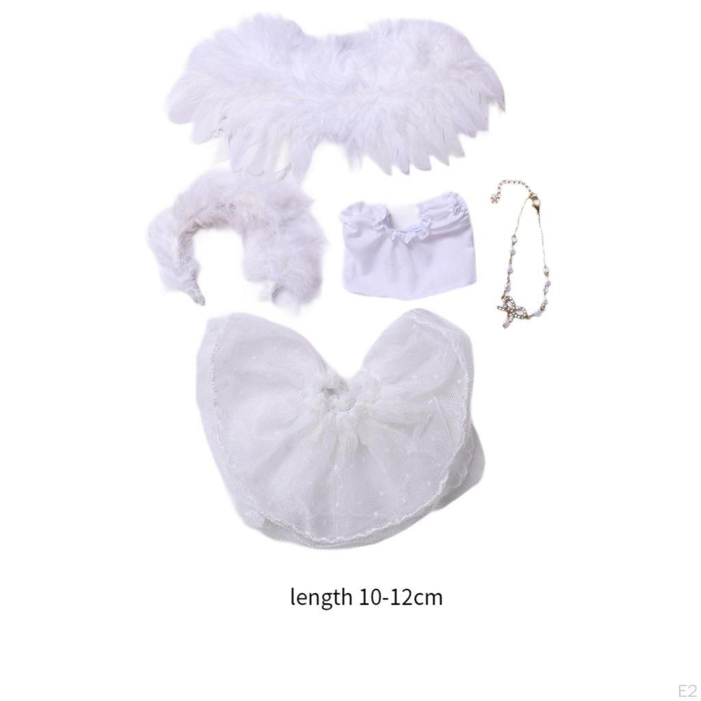 Fashion Dolls Angel Wing Lace Set Outfits Accs, Handmade Clothing with Necklace for 15-17cm Girl