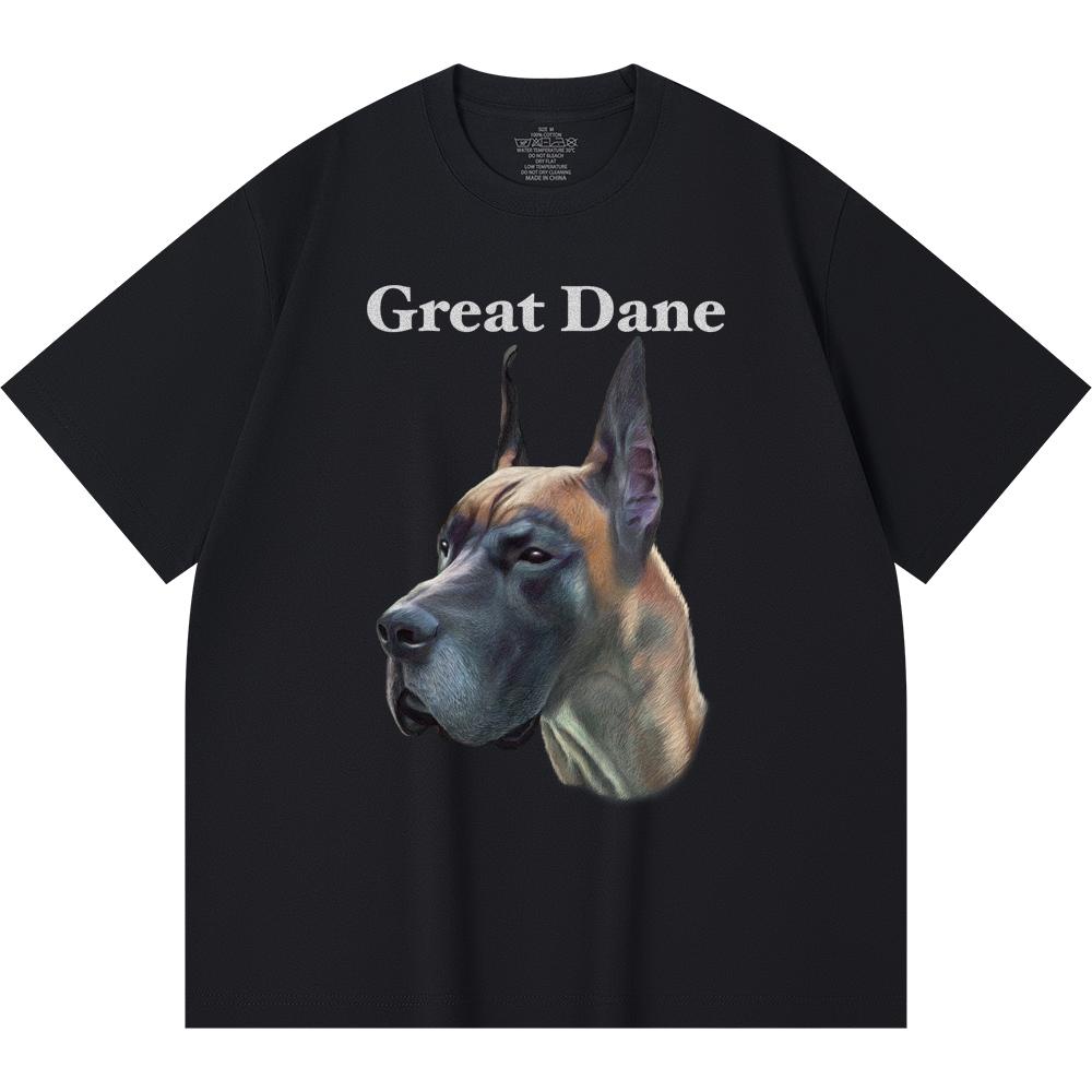 230GSM 100% Cotton T-Shirt Great Dane Print Tees Funny Harajuku Style Combed Cotton Tshirt
