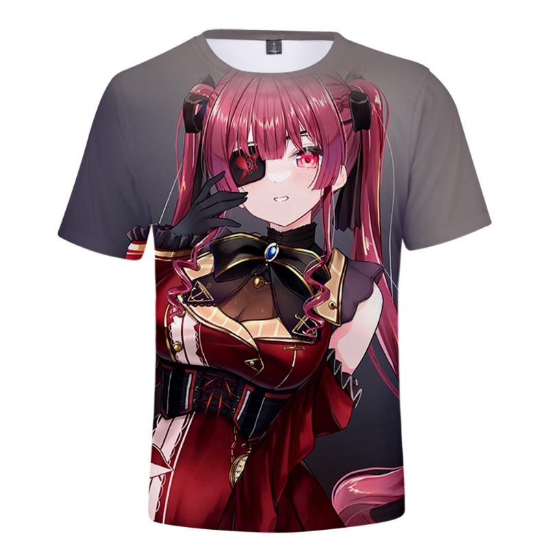 BSLNXNMA HOLOLIVE VTuber Houshou Marine 3D Printed Spring Summer Preppy Men/Women Street Clothes T-shirt Streetwear Kawaii style