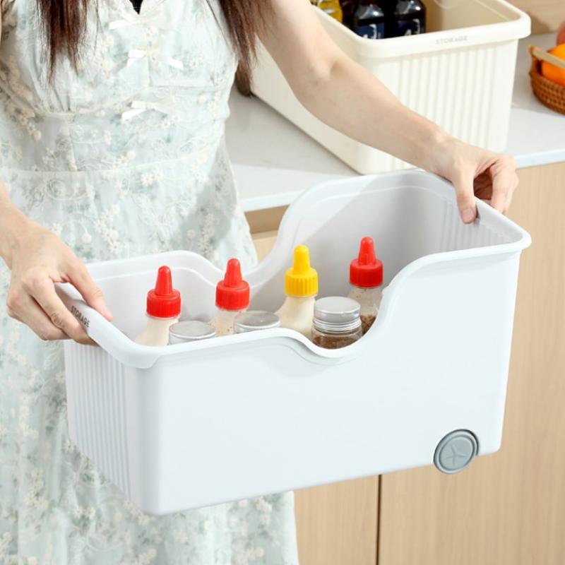 Compact Plastic Kitchen Bin with Wheels and Open Top for Effective Dish Storage