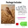 DIY 5D Pearl Bead Painting Kit with Frame Singing Bird Wheat Harvest Shiny Canvas Art for Bedroom Wall Decor and Gift
