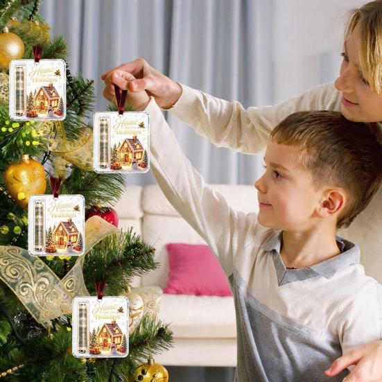 Creative Money Holder for Gifts Retro Christmas Cash Pendant, Tree Decoration, Transparent Acrylic Hanging Decor Holiday Ornament with Card