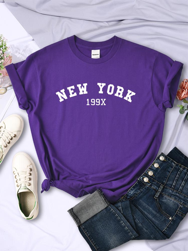New York 199X tričko s motivem písmene - dámské módní značky s krátkým rukávem, ležérní pohodlné tričko, sportovní letní trička