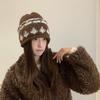 Jacquard Pattern Jacquard Knitted Hat Knitted Winter Cold Hat Retro Beanie Hat  Outdoor Activities