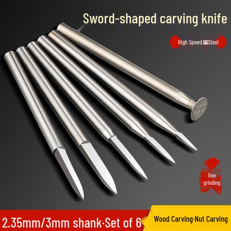 Weißer Stahl Elektrisches Schnitzmesser- und Fräser-Set für Holz- und Nussgravur