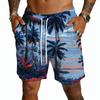 Herren Leichte Shorts mit Kordelzug Schnelltrocknend Entspannte Passform Fünf Taschen Sommer Strand Print Lässig Elastischer Bund Shorts