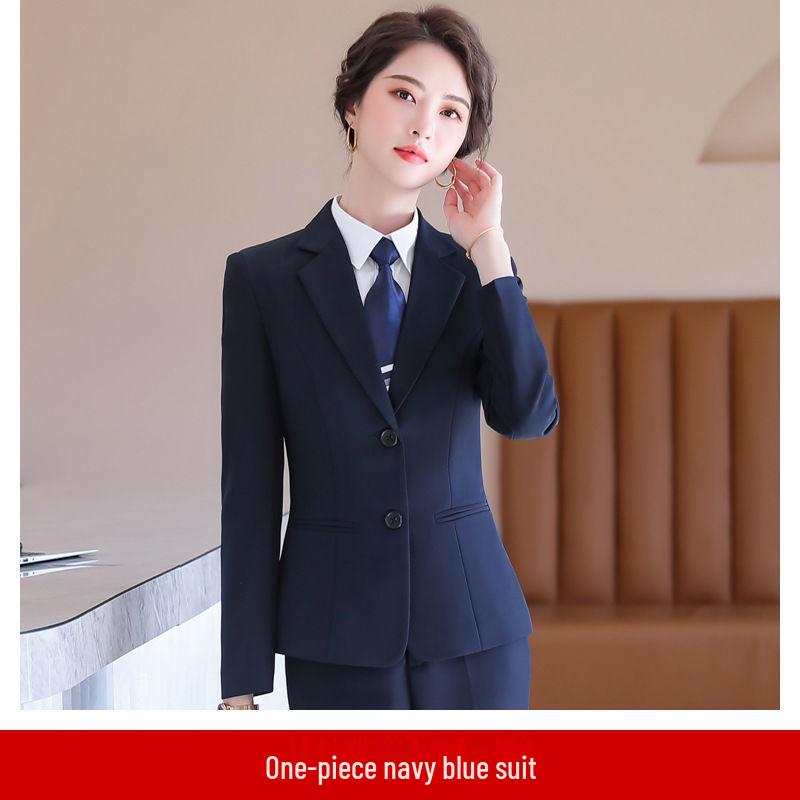 Women's Professional Two-Button Suit Set - Long Sleeve, Perfect for Spring and Autumn or College Student Interviews