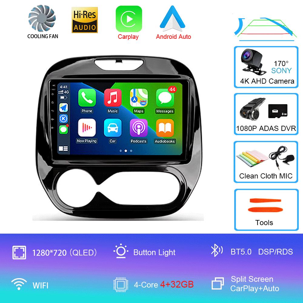 Car Radio Android 14 Carplay For Renault Kaptur Captur 2016 - 2019 Navigation GPS Multimedia Player WiFi+4G Stereo Video Auto BT