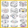 925 Silver Rings For Women Original Wedding Engagement Gifts Stackable Star Moon Heart Flower Ring