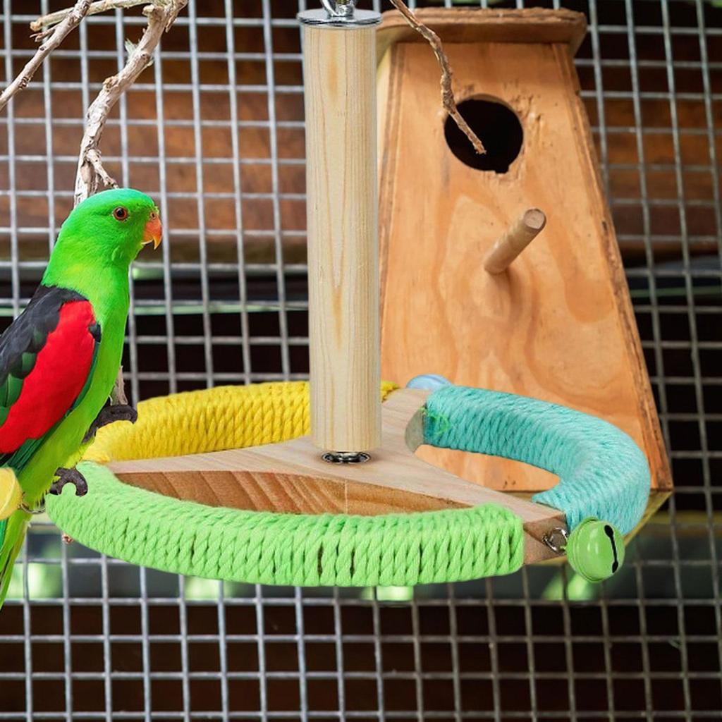 Bird Perch Stand Bird Rotating Perch Interactive Sturdy Wooden Exercise Wheel for Cockatiels Parakeets Lovebirds Macaw