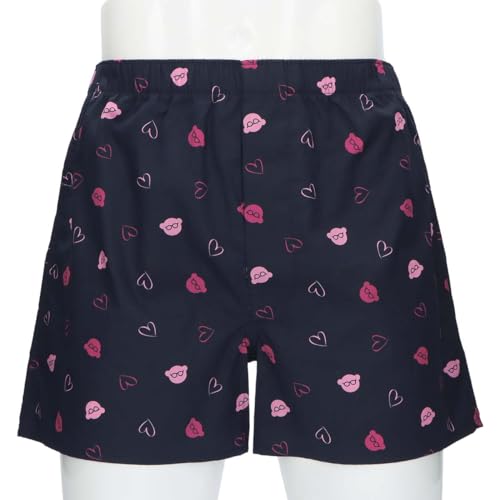 Emporio Armani Manga Bear Cotton Woven Trunks, Front Opening, Men's, Japanese Sizes, 54240004, Size 98 (Black)