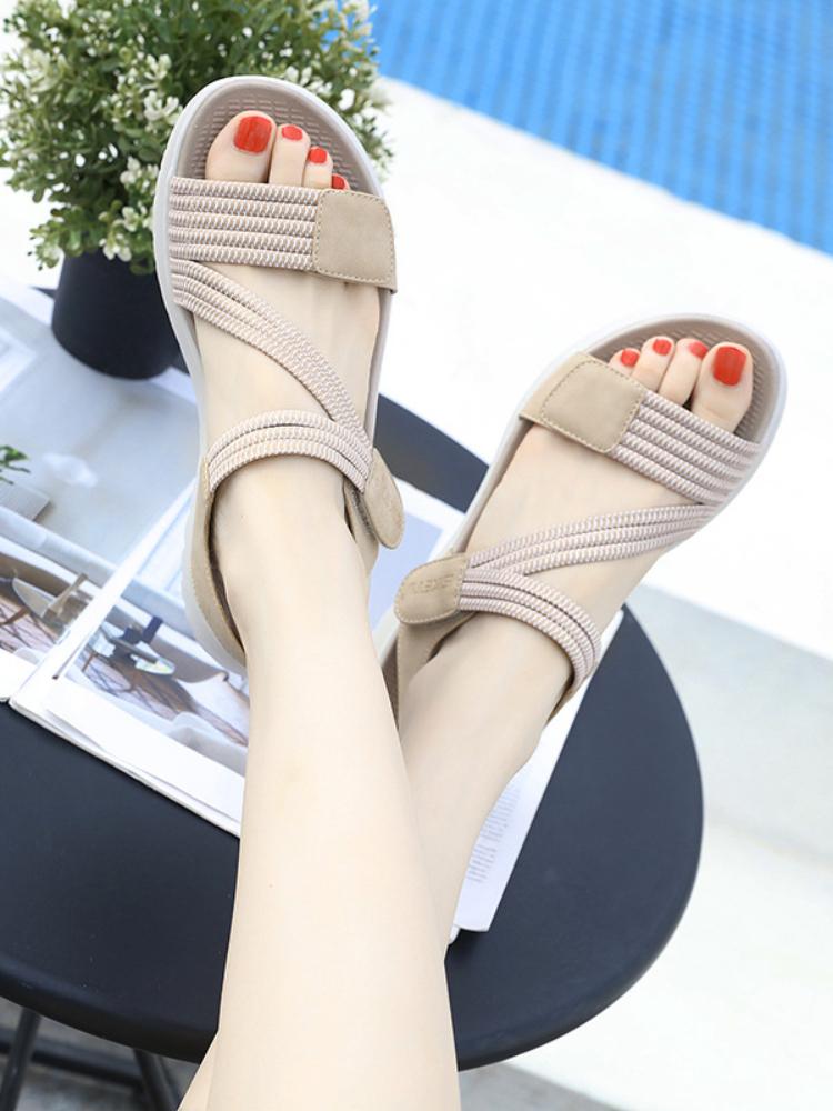 Móda Ženy Nová Móda Elegantní Sandály Nové Venkovní Sportovní Plážové Klín Zvýšení Výšky Dámské Pohodlné Boty s Otevřenou Špičkou