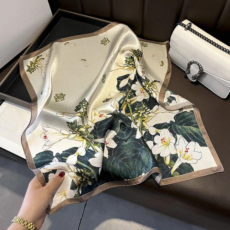 New 100% Natural Real Silk Scarf Fashion Women Summer Beach Small 53*53cm Neck Scarves Shawl Bandana Hijab Pashmina Poncho 2026