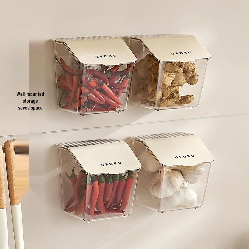 Wall-Mounted Multifunctional Storage Box for Scallions, Ginger, Garlic, and Coffee Capsules - Punch-Free Organizer Basket