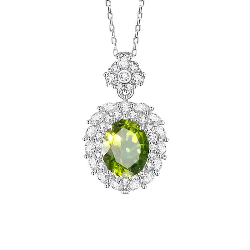 S925 Silver Necklace with Natural Gemstone/Garnet Pendant, Luxury Crystal Jewelry for Women