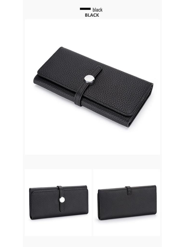 Damplånbok i äkta kohudläder 2025 - Handhållen plånbok i ren läder med stor kapacitet