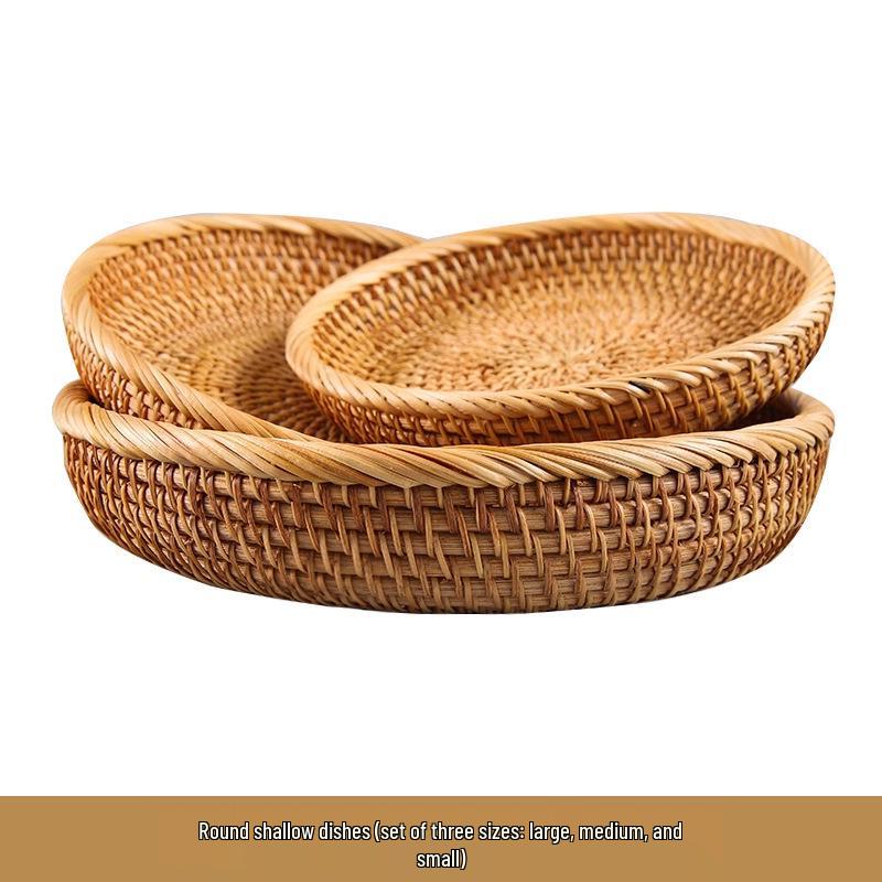 Mehrzweck Bambus Webkorb zur Aufbewahrung, für Obst, Brot, Brötchen, Snacks und für Picknicks