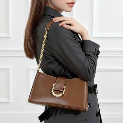 High-end Commuter Underarm Women's Bag Versatile Fashion Single Shoulder Cowhide Baguette Crossbody Bag