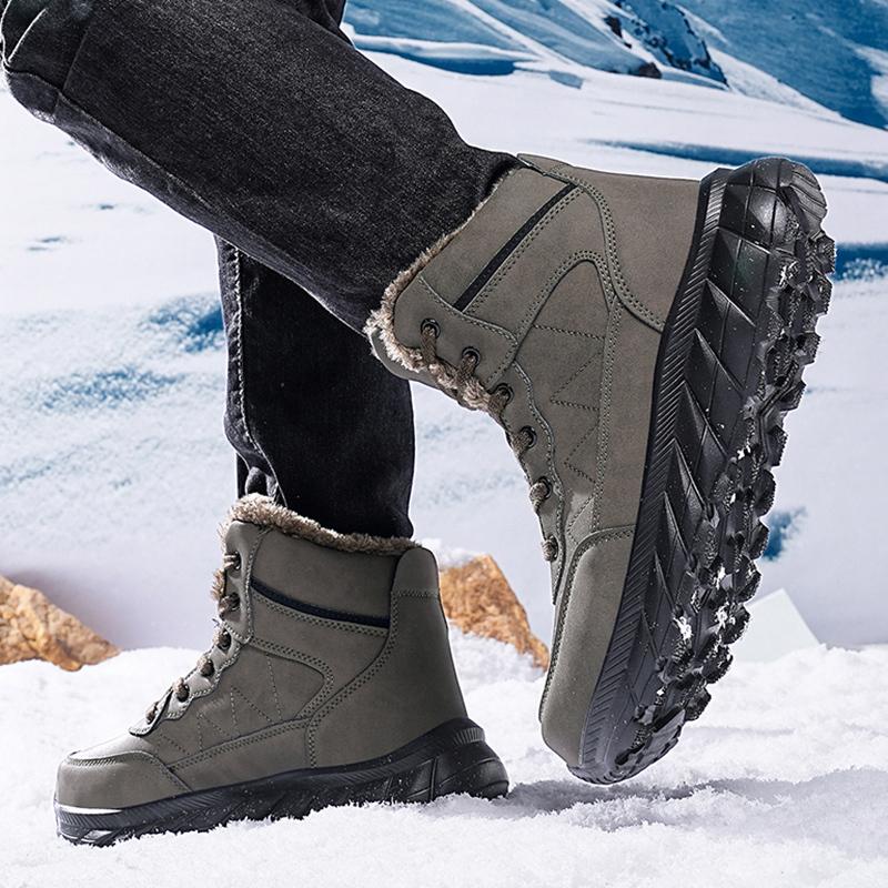 Men's Sneakers Outdoors Plush Warm Winter Waterproof Shoes Non Slip Hiking Ankle Boots Winter Shoes for Men Work